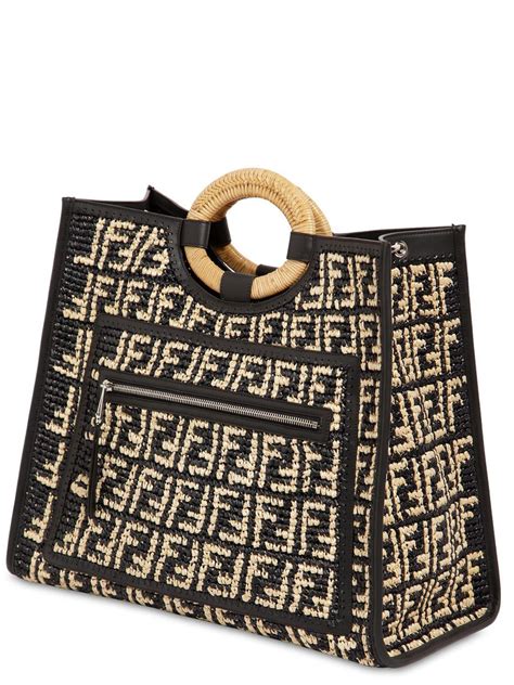 raffia bag fendi|raffia bag with black trim.